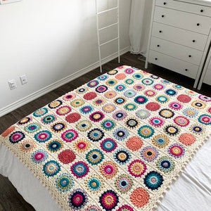 PATTERN Island Time Blanket Crochet Granny Square Blanket Sunburst Granny Square Tropical Boho Pom-Pom Border DIGITAL DOWNLOAD image 8