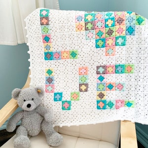 PATTERN | Love Baby Granny Square Blanket Pattern | Crochet Baby Blanket | Danish Pastel Style | DIGITAL DOWNLOAD