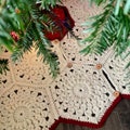 CROCHET PATTERN & VIDEO | Sunburst Hexie Christmas Tree Skirt, Sunburst Hexagon Motif, Super Bulky Yarn, Winter