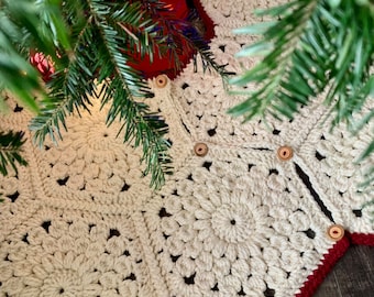 PATTERN | Sunburst Hexie Christmas Tree Skirt | Crochet Large Sunburst Hexagon | Chunky Yarn | Easy Beginner Crochet | DIGITAL DOWNLOAD