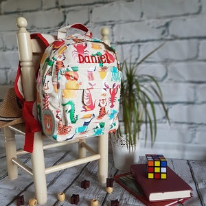 Personalisierte süße Tiere Mini-Rucksack, Geburtstagsgeschenk, Erster Schultag, Vorschulrucksack Bild 3