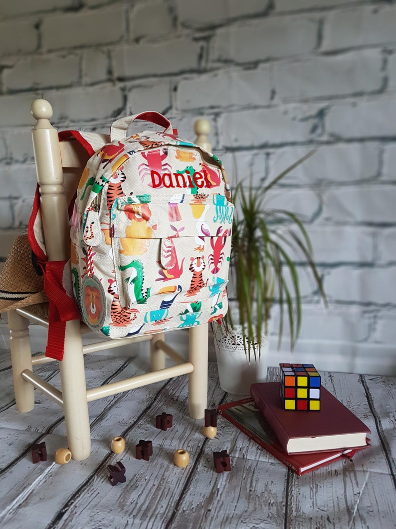 Personalisierte süße Tiere Mini-Rucksack, Geburtstagsgeschenk, Erster Schultag, Vorschulrucksack Bild 3