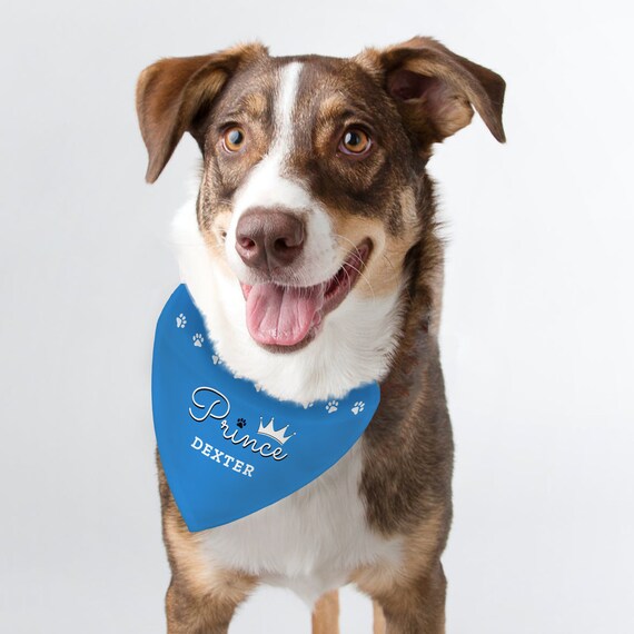 Blue Bandana Prince Dog Bandana Personalised Clip on Dog Bandana Dog Bib Pet Gift Etsy UK