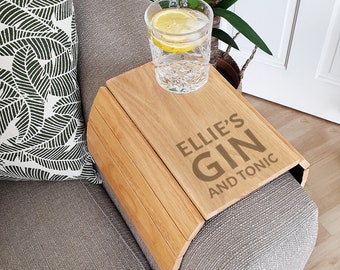 Personalised Engraved Large Free Text Wooden Sofa Tray, Gify for him, gift for her, Gift for Dad, Christmas gift, new couple gift