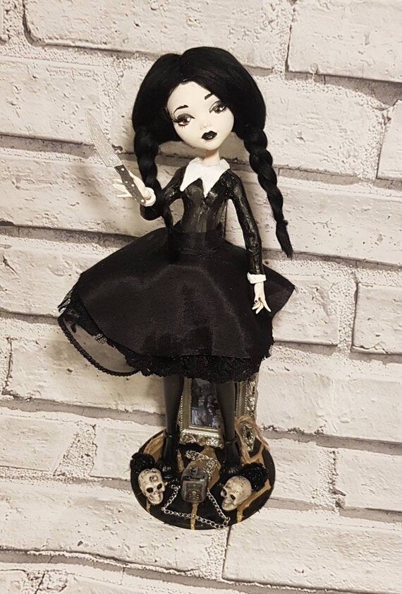 Ooak Monster High Doll Wednesday Addams Repaint Etsy