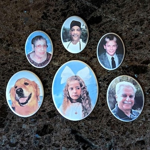 Customized Oval Porcelain Photo Picture for Memorial Outdoors Cemetery Headstone w/ 3M VHB Adhesive with 3 size options.
