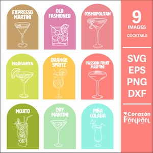SVG-collectie cocktails voor de Cricut en Silhouette - DIY Craft Files