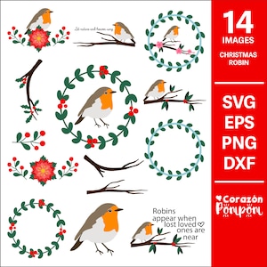 Weihnachten Robin SVG, Vogel SVG, Rotkehlchen SVG, SVG-Dateien, Cricut, Silhouette