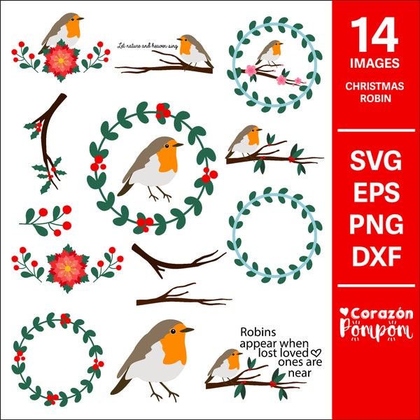 Christmas Robin SVG, Bird SVG, Robin svg, SVG Files, Cricut, Silhouette