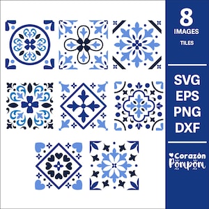 SVG-bundel Portugese tegels - tegelontwerpen voor de Cricut, silhouet en doe-het-zelfprojecten