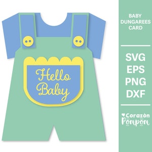 Adorable Baby Dungarees Card SVG for Cricut and Silhouette - Perfect for Baby Showers and New Baby Celebrations