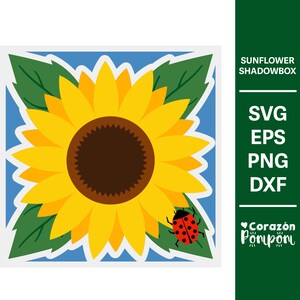 Sunflower Shadowbox, Ladybug, Spring, Sunflower,  Shadowbox, SVG Files, Cricut, Silhouette