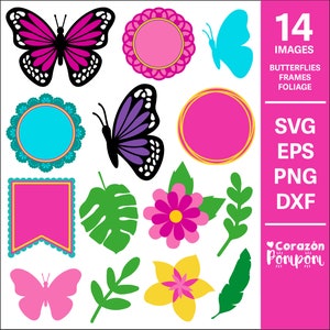Schmetterling SVG, Schmetterling, Kuchendeckel, Rahmen SVG, SVG-Dateien, Cricut, Silhouette, Encanto Geburtstag Dekor svg