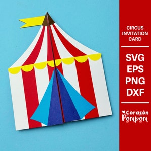 Carte d'invitation cirque Fichiers de découpe SVG pour Cricut