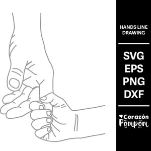 Fête des pères SVG, svg main dans la main, papa svg, fichiers SVG, Cricut, Silhouette