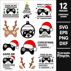 Weihnachten Gamer SVG, Gamer SVG, Gaming SVG, SVG-Dateien, Cricut, Silhouette