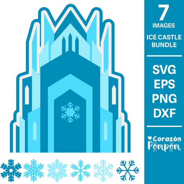 Bundle château de glace, glace SVG, flocon de neige SVG, fichiers SVG, Cricut, Silhouette, décoration de gâteau