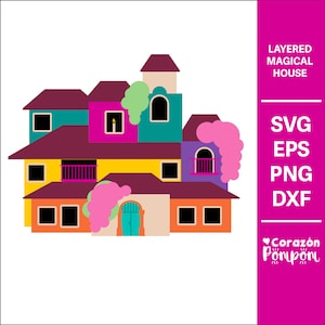 Magiczny Warstwowy Dom SVG, Dom SVG, Casita SVG, Pliki SVG, Cricut, Sylwetka, Topper na Tort