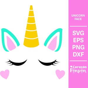 Unicorn Face SVG: meisje verjaardag shirt gesneden bestand (digitale download)