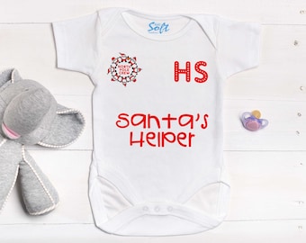 Baby First Christmas Baby Grow Baby Vest, Santa's Little Helper New Born Baby Gift, First Baby Vest,