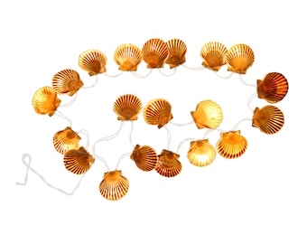 Scallop Shell LIGHT STRAND_20 LED (White Cord) / Gloss - 120v. plug* ~ Authentic / Handmade / Direct from Nantucket
