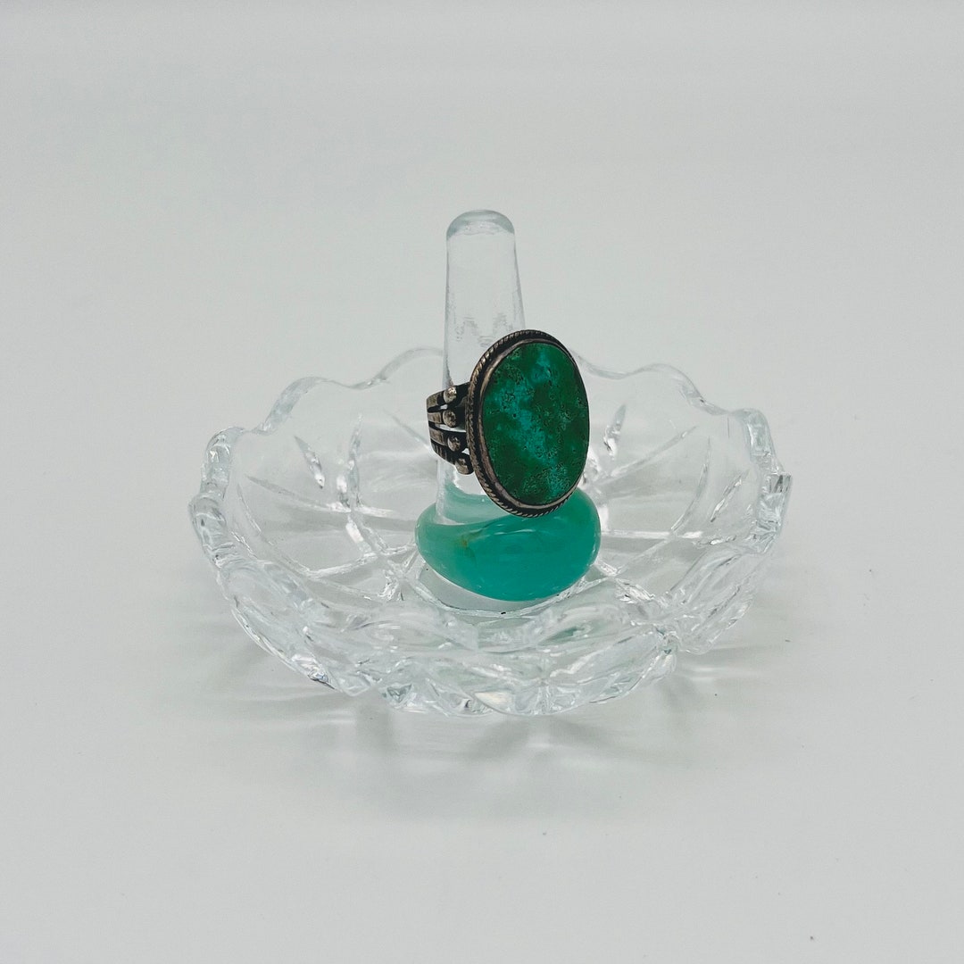Vintage Pressed Glass Ring Tree Dish / Sunburst Jewelry Holder Etsy