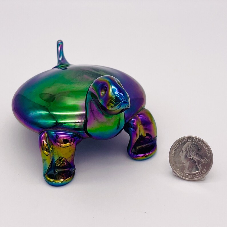 Vintage Gibson Glass Turtle Paperweight / Cobalt Blue Etsy