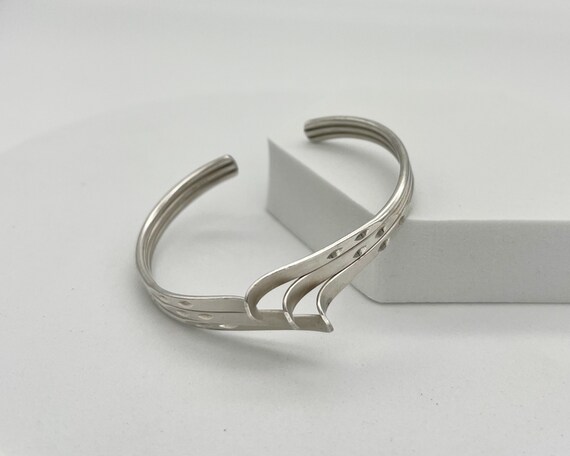 Vintage Silver Cuff Bracelet /  Stackable Bracele… - image 1