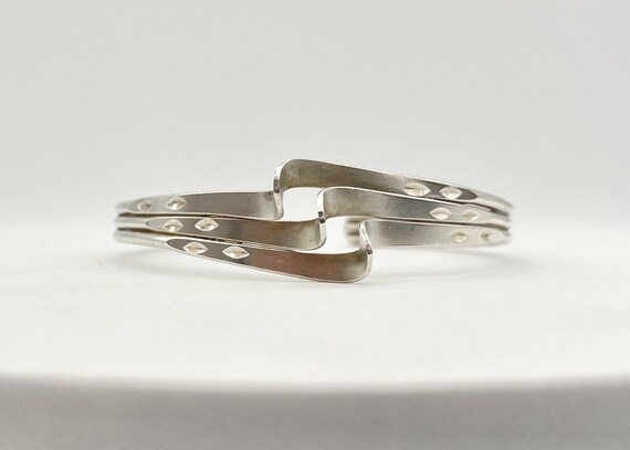 Vintage Silver Cuff Bracelet /  Stackable Bracele… - image 5