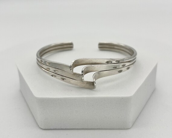 Vintage Silver Cuff Bracelet /  Stackable Bracele… - image 4