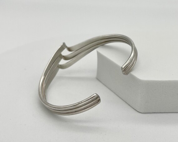Vintage Silver Cuff Bracelet /  Stackable Bracele… - image 3