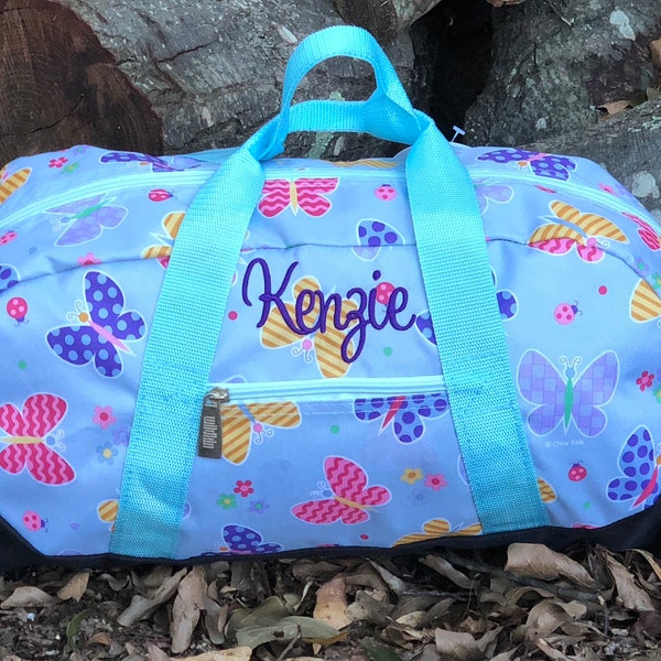Personalized Girls Luggage, Butterfly Sleepover Bag, Kids Overnight Bag, Duffel Bag, Toddler Bag Personalized, Girls Travel Bag, Travel Bag