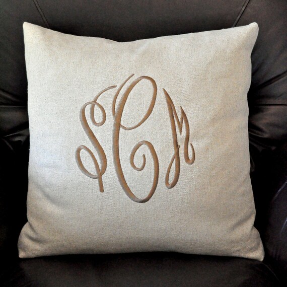 Items similar to Belgian Linen 20 x 20 Monogrammed Pillow Cover on Etsy