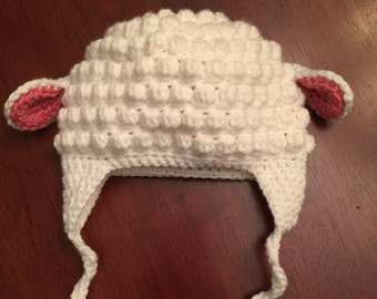 Crochet Lamb Hat: Made to Order (choose your size)