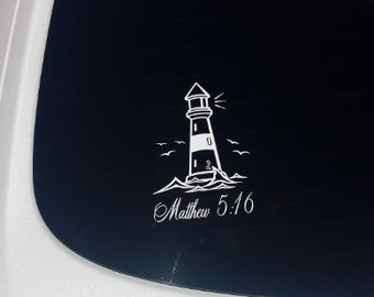 Lighthouse Ocean Shoreline Rear Window Graphic Decal Sticker Truck SUV Van Car