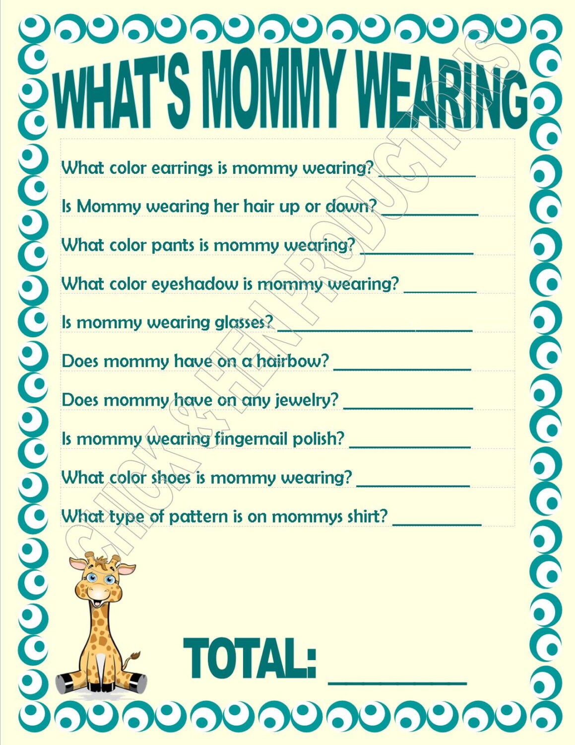 What's Mommy Wearing baby shower game instant download | Etsy
