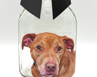 Custom Hand-Painted Pet Portrait on Bottle | Personalized Pet Memorial & Gift
