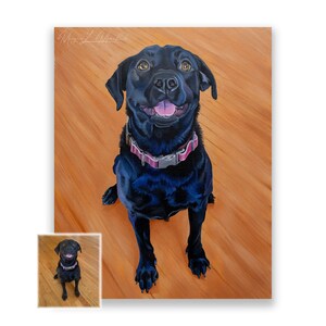 Custom Black Labrador Dog Painting, Pet Portrait