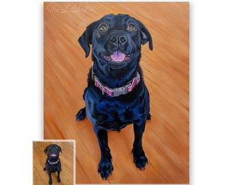 Custom Black Labrador Dog Painting, Pet Portrait