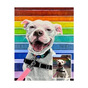 Custom Pit Bull Dog Painting, Pet Portrait