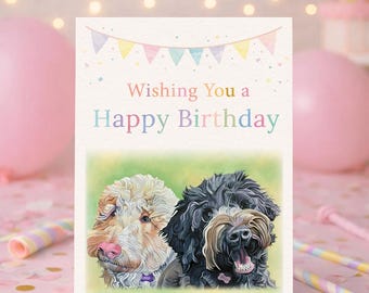 Goldendoodle Birthday Cards Set of 10, Dog Lover Birthday Greeting Cards, Fine Art Dog Card Pack