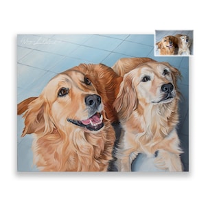 Custom Golden Retriever Painting, Pet Portrait