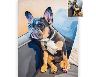 Custom French Bulldog Oil Painting | Hand-Painted Frenchie Portrait | Personalized Pet Art on Canvas