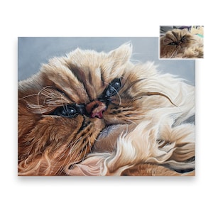 Custom Persian Cat Oil Painting, Pet Portrait