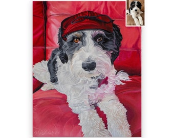 Custom Goldendoodle / Labradoodle Dog Painting, Pet portrait