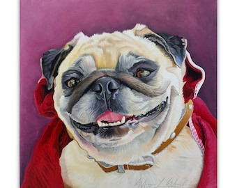 Original Pug Painting, Pet Portrait