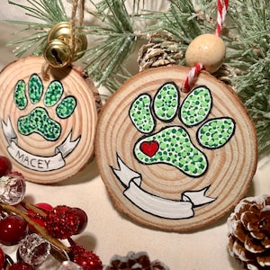 Personalized Rustic Dog Paw Ornament