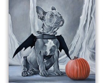 Bat Dog, French Bulldog in Bat Costume for Halloween