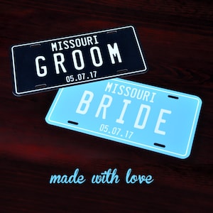 Just Married Personalized License Plate,  Mr & Mrs, Bride, Groom, Personalized Gifts, Wedding, Bridal Party, Couples Shower, Car Tag  110P