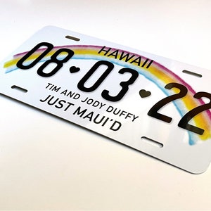 Wedding License Hawaii License Plate Wedding Car Just Maui'd Wedding Date Sign Personalized License 10 Year Anniversary image 1